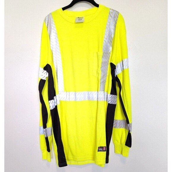 Kishigo Long Sleeve Fire Retardant Work Shirt Size XLT Yellow Reflective F406